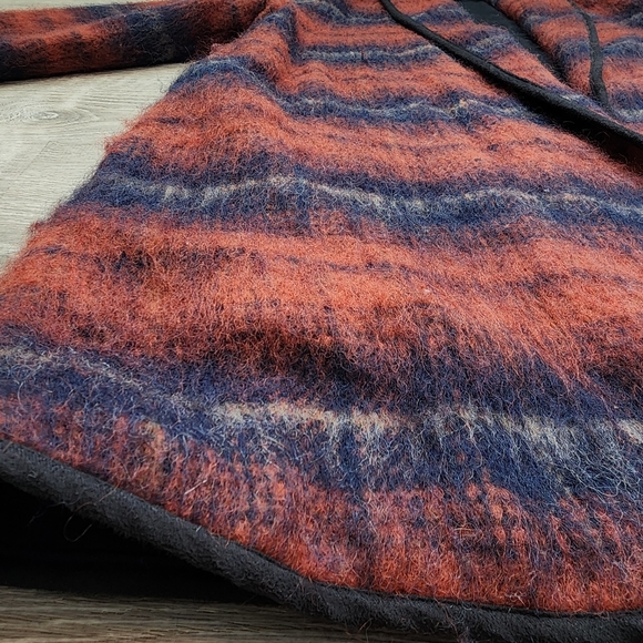 TOPSHOP Wool Blend Shacket Oversized Open Cardigan Jacket Orange Black 6 - Picture 2 of 16